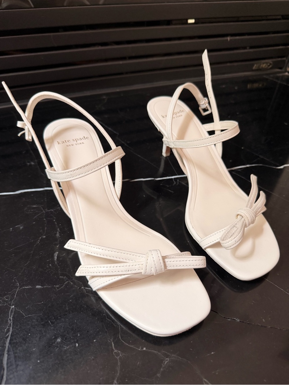 kate spade Cream Knot Strap Slingback Heels